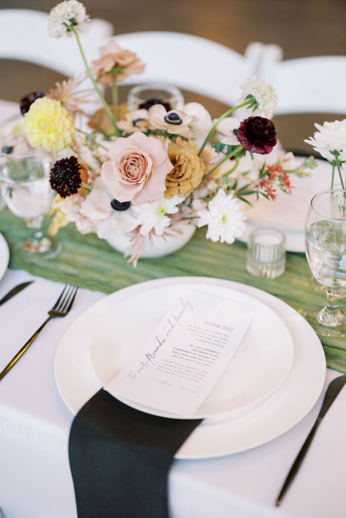 A beautiful Winter wedding centerpiece in Austin, TX. Wedding planning courtesy of Moments by Maddie.