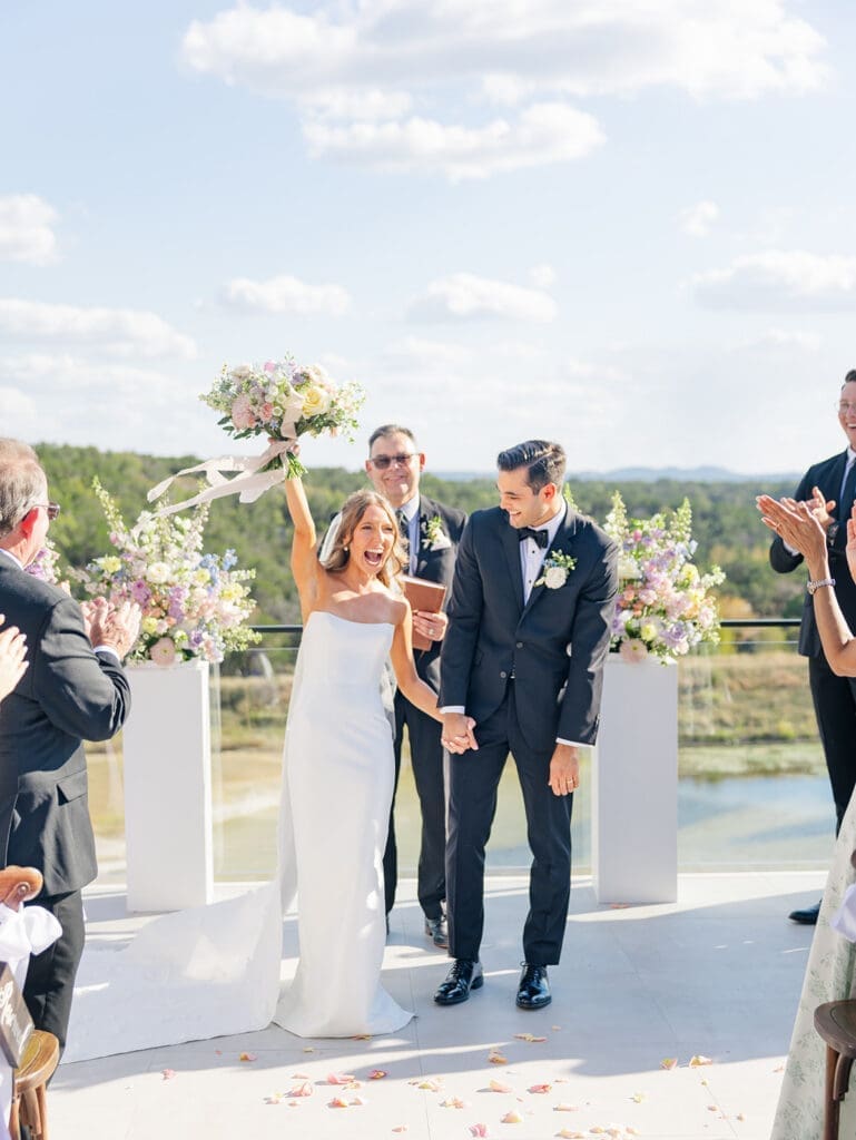 Newlyweds at their wedding ceremony
